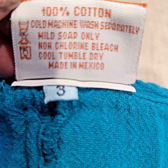 Oh My Gauze! Top Size 3 (XXL) Turquoise Side Ruching Lagenlook Coastal Boho - Picture 4 of 5